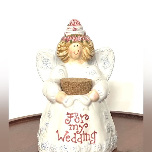 Vintage Ceramic Angel Wedding Fund Jar “For‎ My Wedding” Keepsake / Cork Stopper - Picture 1 of 7